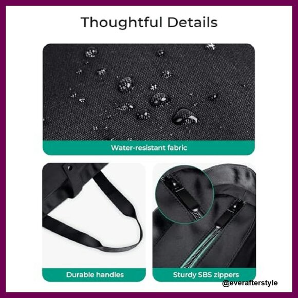 Foldable Zipper Tote Bag Large Travel Work Shoulder Bag Minimal Chic - Picture 7 of 8